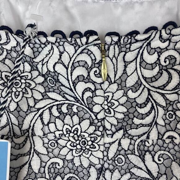 NWT $250 DRAPER JAMES Black & White Floral Lace midi a-line Dress size 10 - Picture 9 of 12